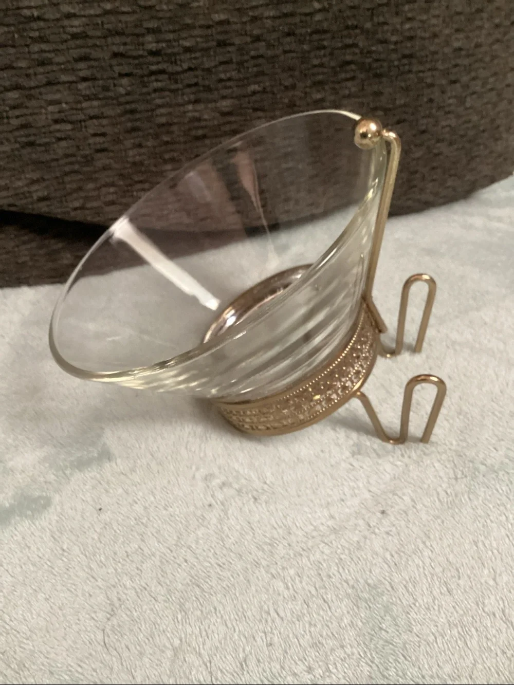 Vintage 1960s Anchor Hocking glass, potato chip, and dip ball holder. Set.